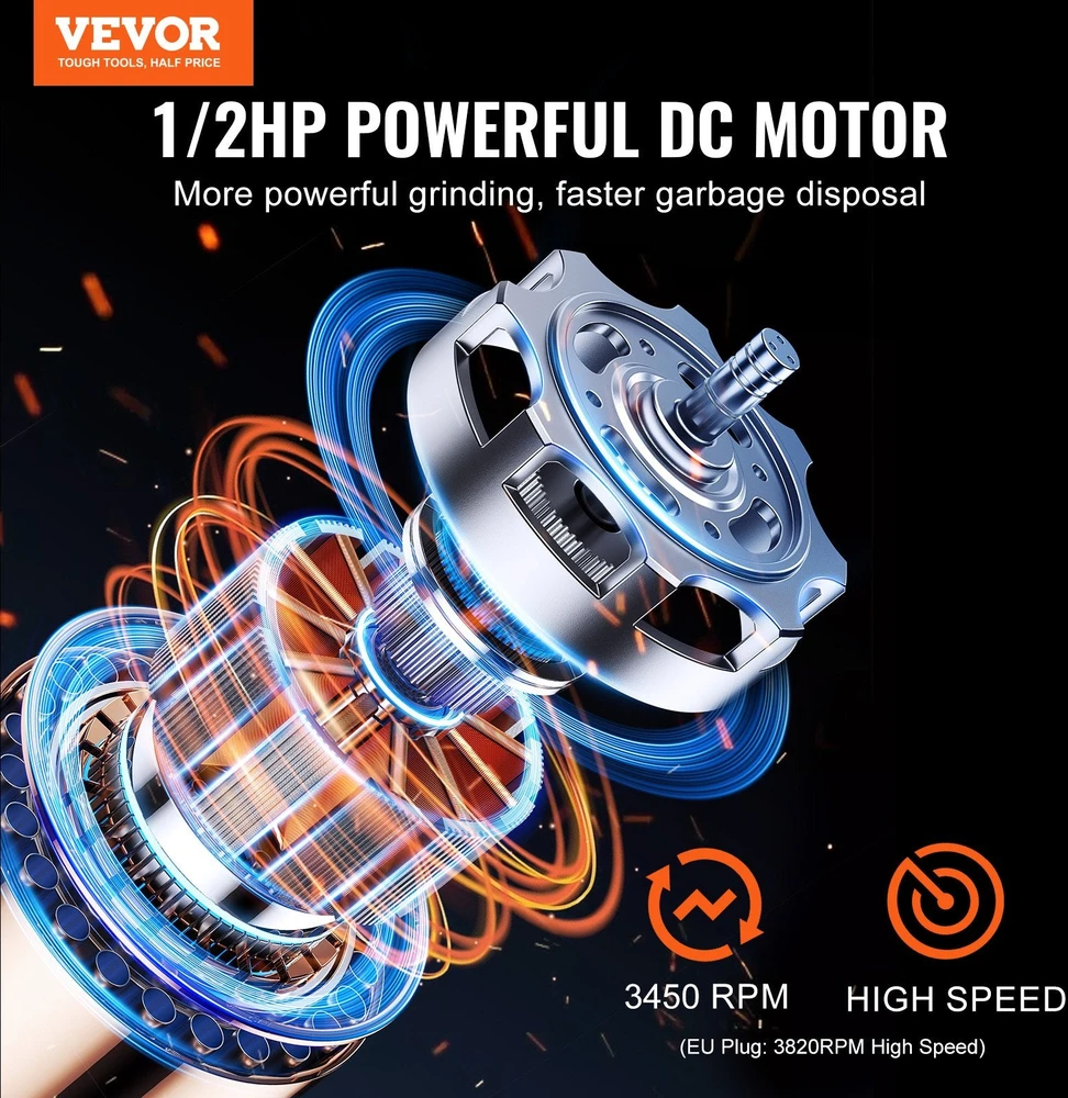 VEVOR Maisto atliekų smulkintuvas 1/2 AG 3820 RPM