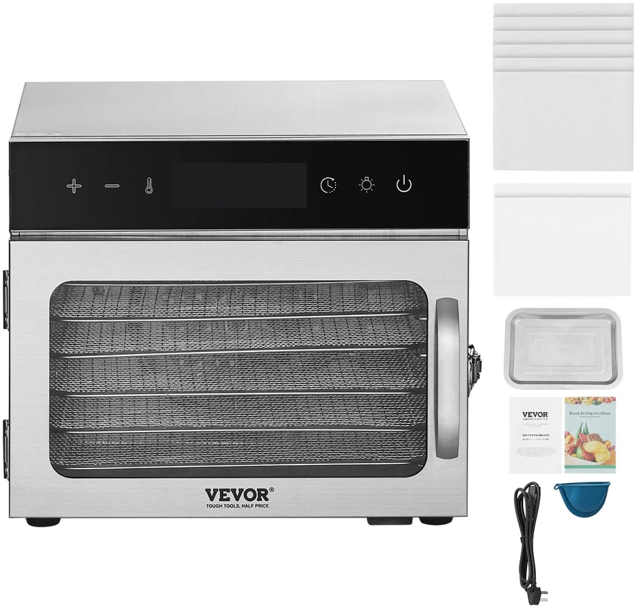 VEVOR 6 dėklų maisto džiovintuvas nerūdijantis plienas 400W