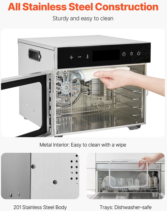 VEVOR 6 dėklų maisto džiovintuvas nerūdijantis plienas 400W