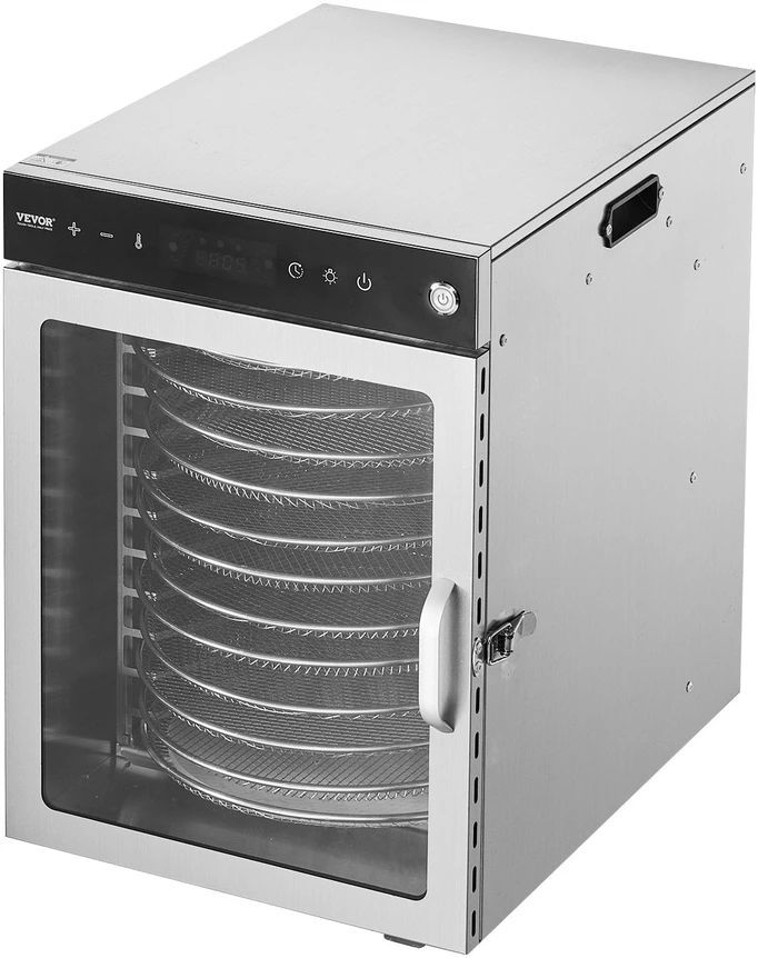 VEVOR 12 padėklų maisto džiovykla iš nerūdijančio plieno 800W