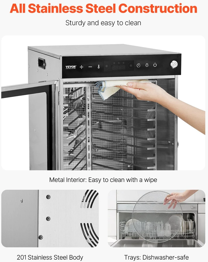 VEVOR 12 padėklų maisto džiovykla iš nerūdijančio plieno 800W