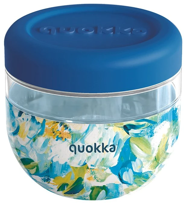 Quokka Bubble Food Jar - Plastic food container / Priešpiečių dėžutė 770 ml (Mėlyna Peonies)