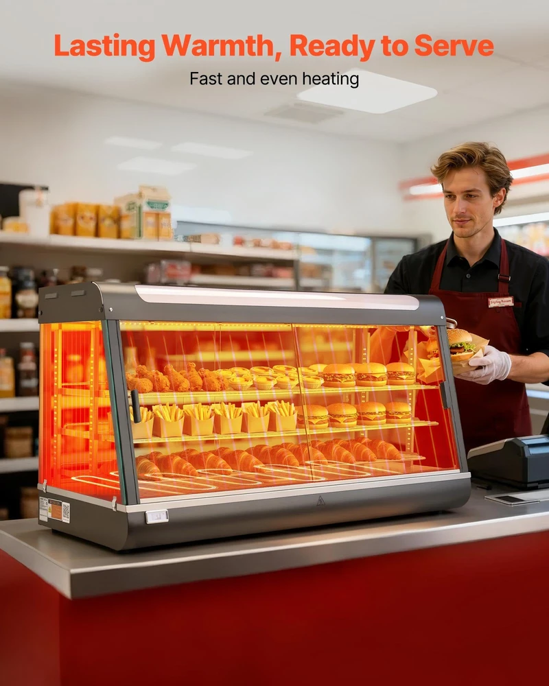 VEVOR Trijų aukštų maisto šildytuvas vitrina