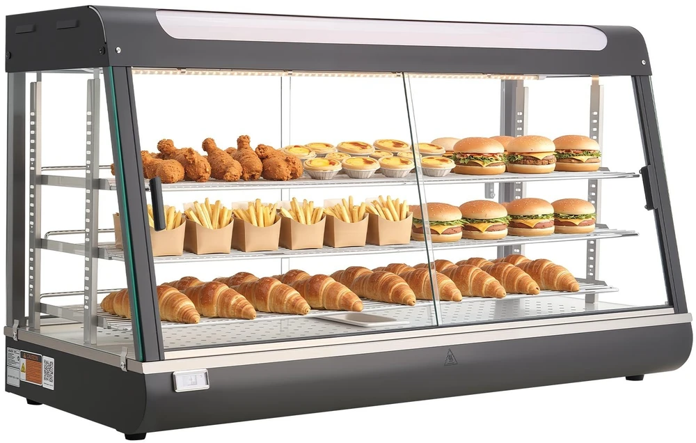 VEVOR Trijų aukštų maisto šildytuvas vitrina