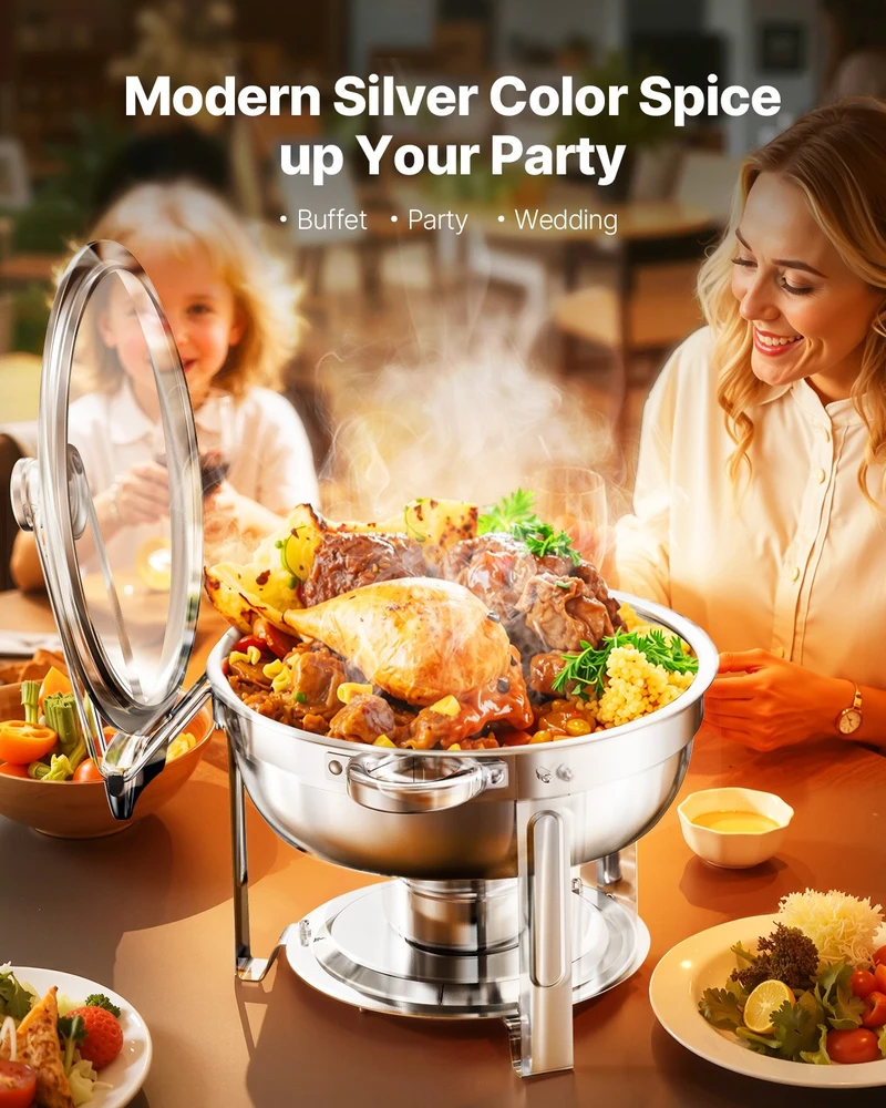 VEVOR apvalus chafing dish 4,7 l dubenėlis, 2 vnt.