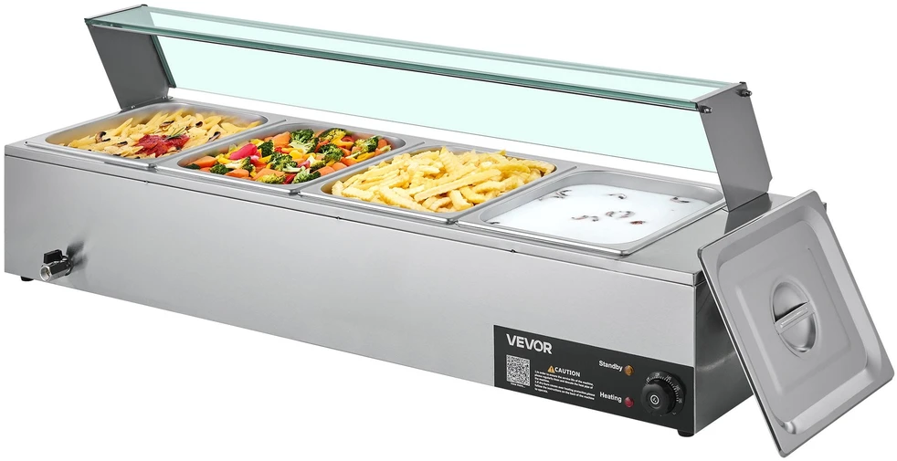 VEVOR Elektrinis maisto šildytuvas su 4 indais