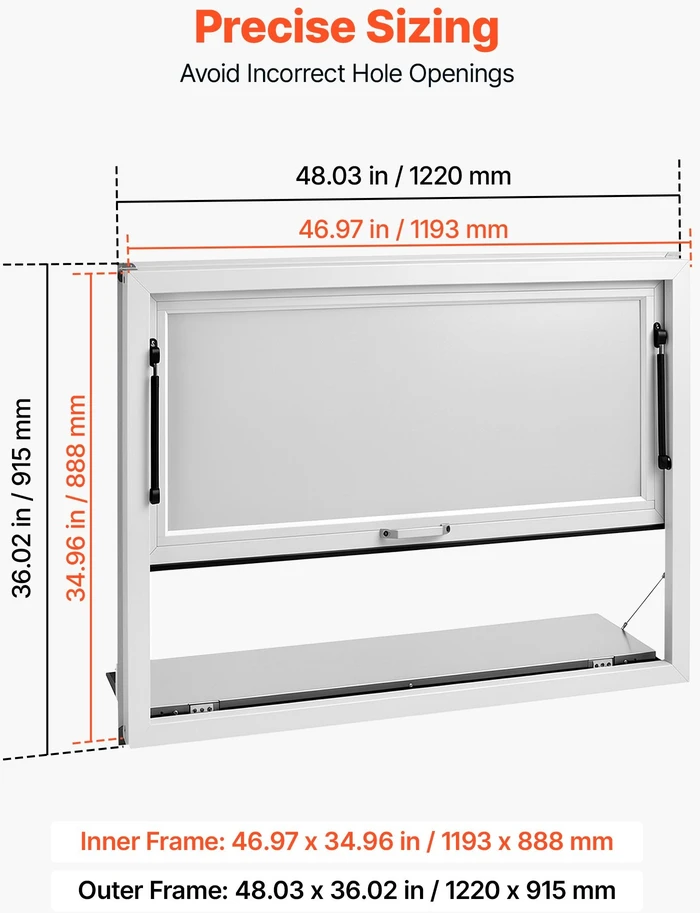 Maisto vagonėlio langas VEVOR FHDGNCK4836ZWTJ, 1220x915 mm