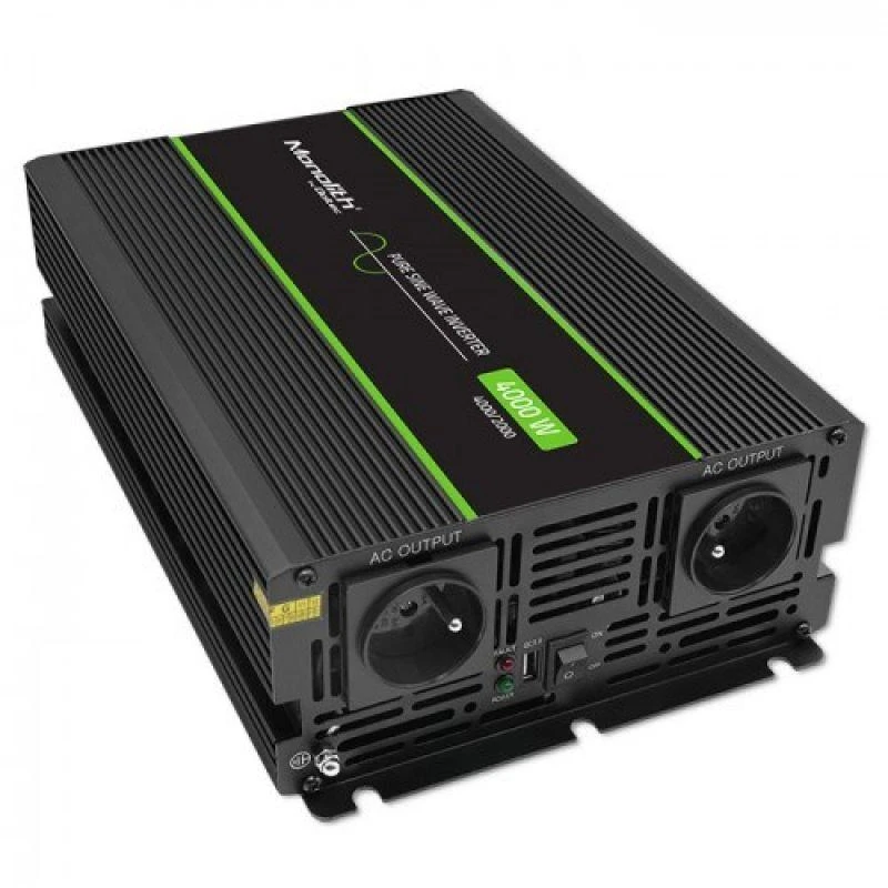 QOLTEC 51939 grynos sinusinės bangos keitiklis, monolitinis / 2000 W / 4000 W / 24 V–230 V