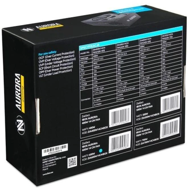 Maitinimo blokas IBOX AURORA 600W 14 cm ventiliatorius ZIA600W14CMBOX