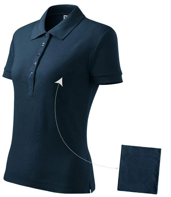 Malfini Cotton W MLI-21302 tamsiai mėlynas polo marškinėlis
