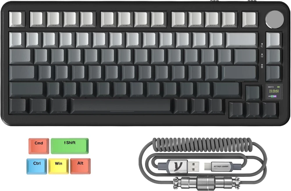 MAMBASNAKE mechaninė belaidė klaviatūra 75%, TFT ekranas, Bluetooth, RGB, X85PRO