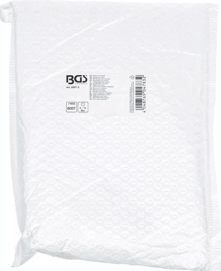 MANOMETRAS SU VOŽTUVU | 0–10 BAR | SKIRTAS BGS 8007 (8007-2)