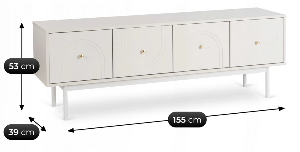 TV staliukas MARLEN 155 cm TV spintelė su lentynomis Koka Kašimir