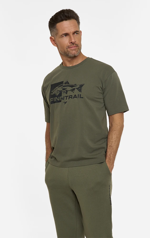 Marškinėliai Finntrail FISH Khaki 6718, Dydis: XXL