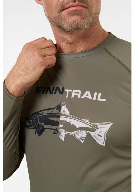 Marškinėliai Finntrail WAVE FISH Khaki 6611, Dydis: S