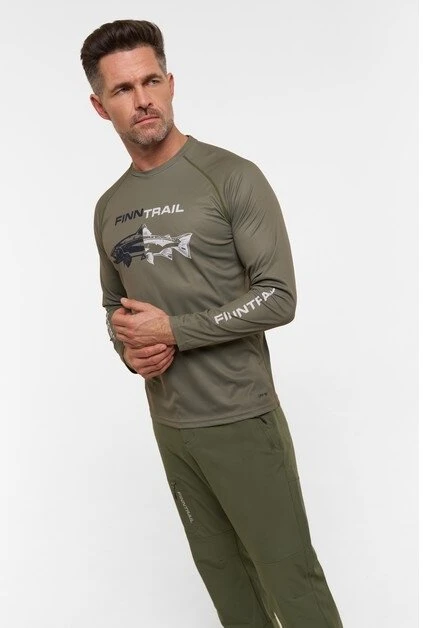 Marškinėliai Finntrail WAVE FISH Khaki 6611, Dydis: S