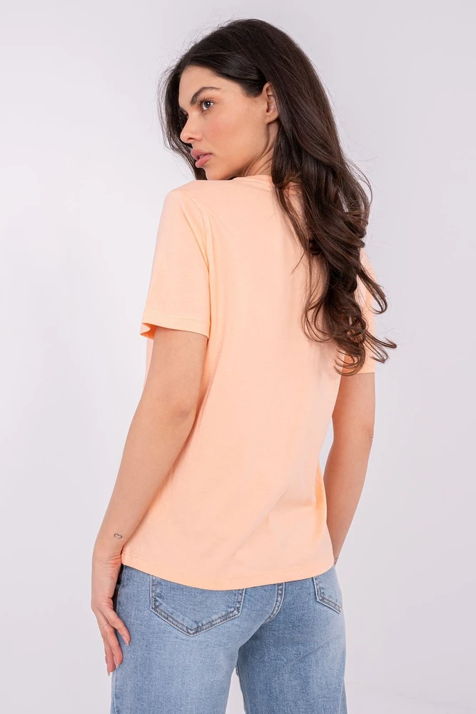 Marškinėliai moteriški persikinės spalvos D12022M02844A