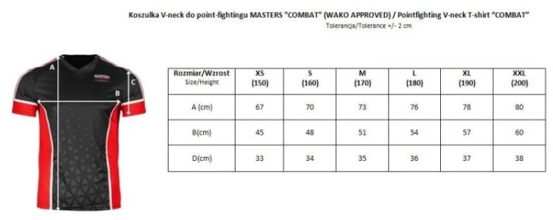 Marškinėliai taškinei kovai su V formos iškirpte MASTERS Combat