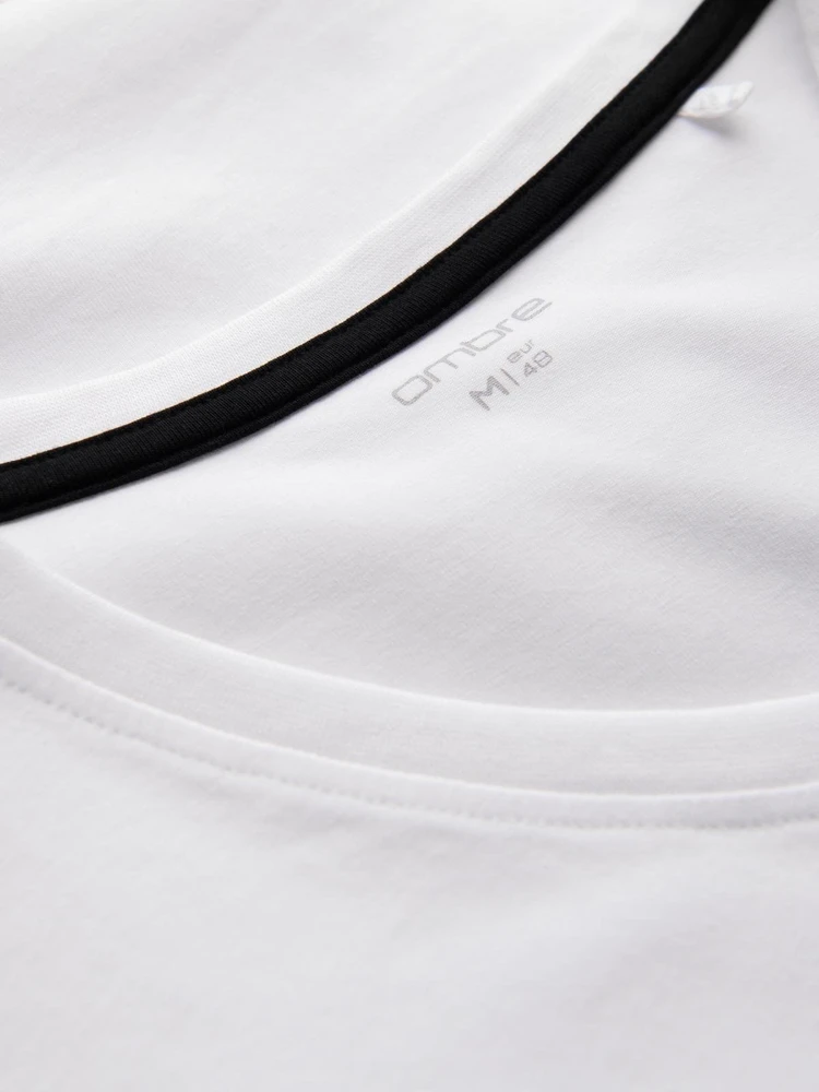 Marškinėlių ilgomis rankovėmis rinkinys vyriškas baltas slim fit V formos iškirpte 2 vnt. Ombre