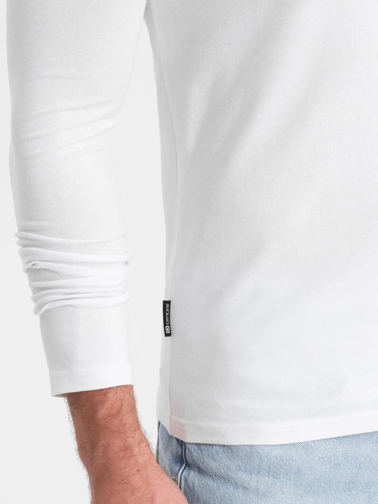 Marškinėlių ilgomis rankovėmis rinkinys vyriškas baltas slim fit V formos iškirpte 2 vnt. Ombre