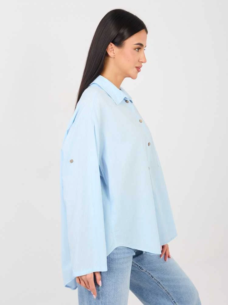Marškiniai oversize šviesiai mėlyni