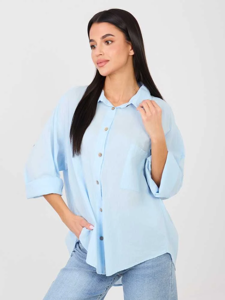Marškiniai oversize šviesiai mėlyni