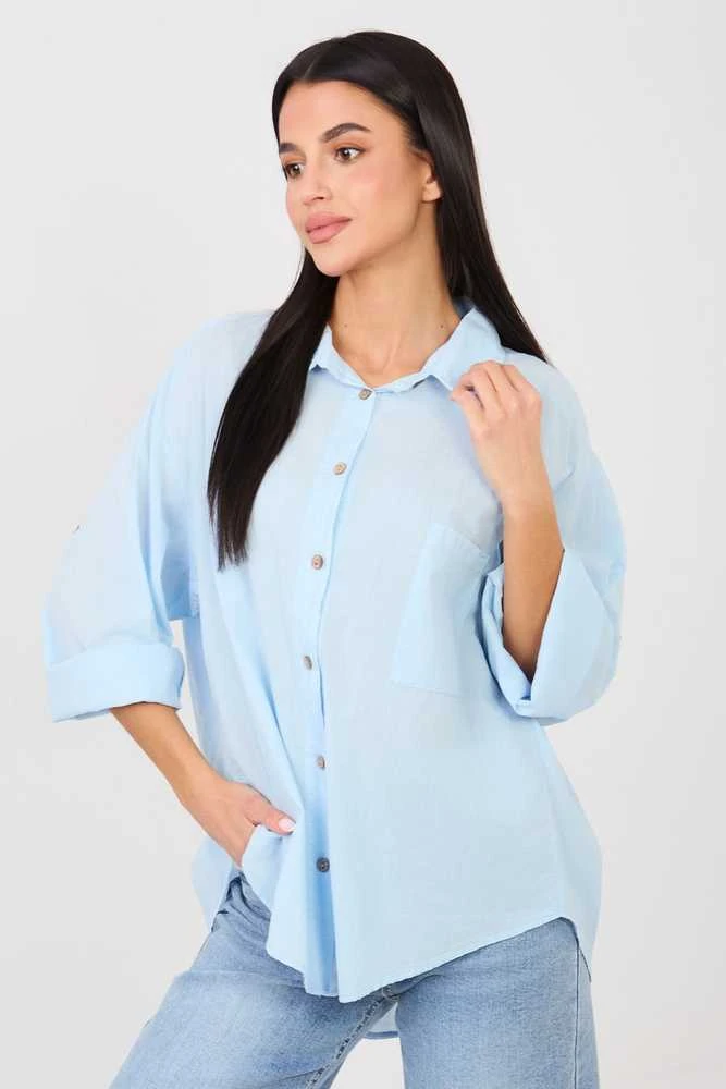 Marškiniai oversize šviesiai mėlyni