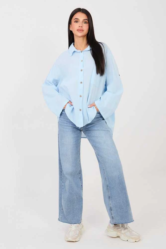 Marškiniai oversize šviesiai mėlyni