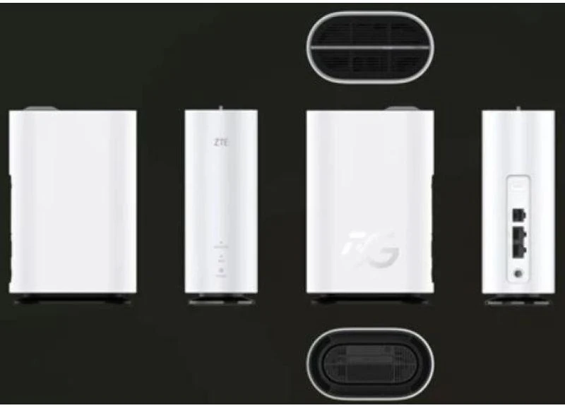 ZTE G5C - Gigabit Ethernet dviejų dažnių (2,4 GHz / 5 GHz) Wi-Fi 6 4G/5G belaidis maršrutizatorius baltame fone