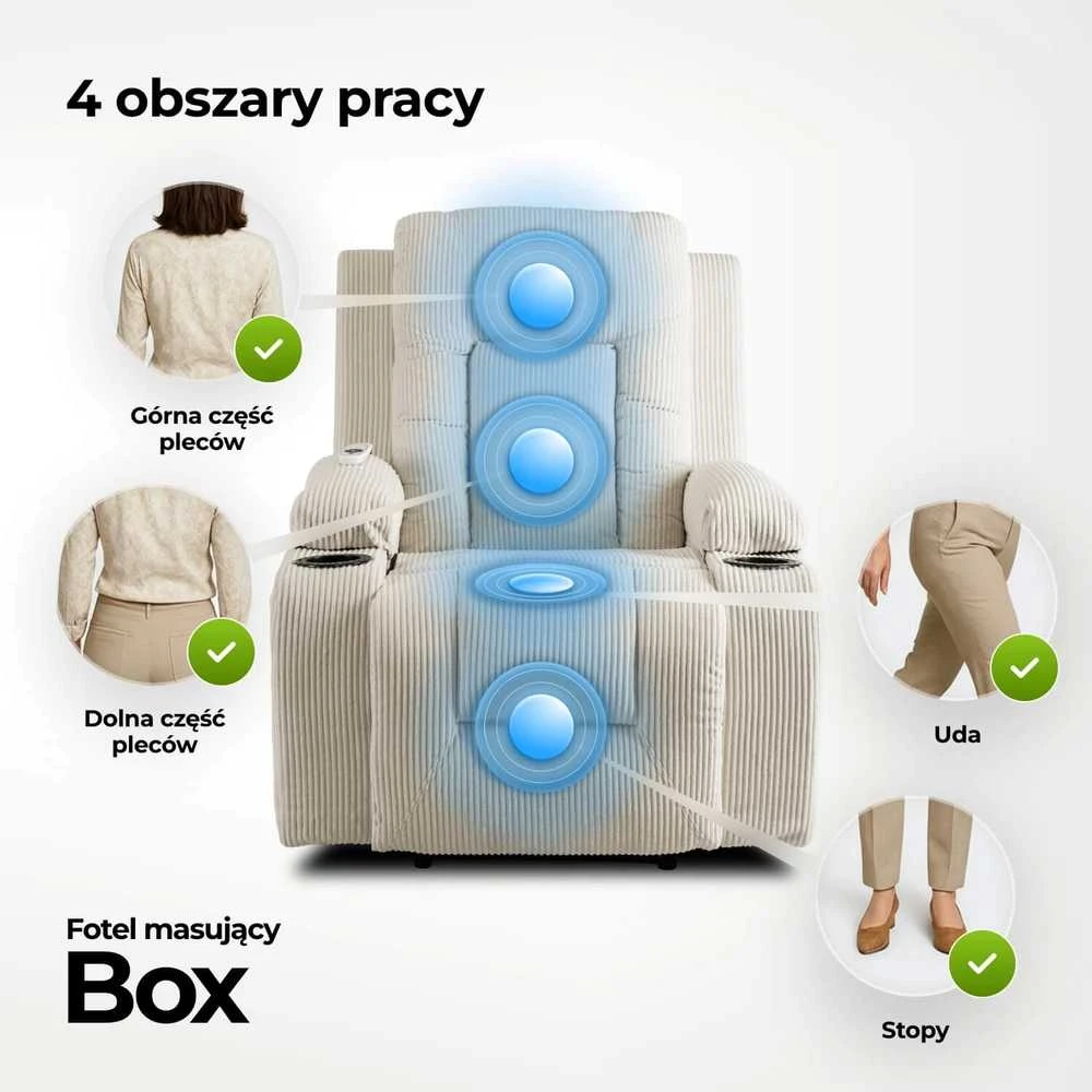 Masažinis fotelis BOX, smėlio spalvos, štruksas