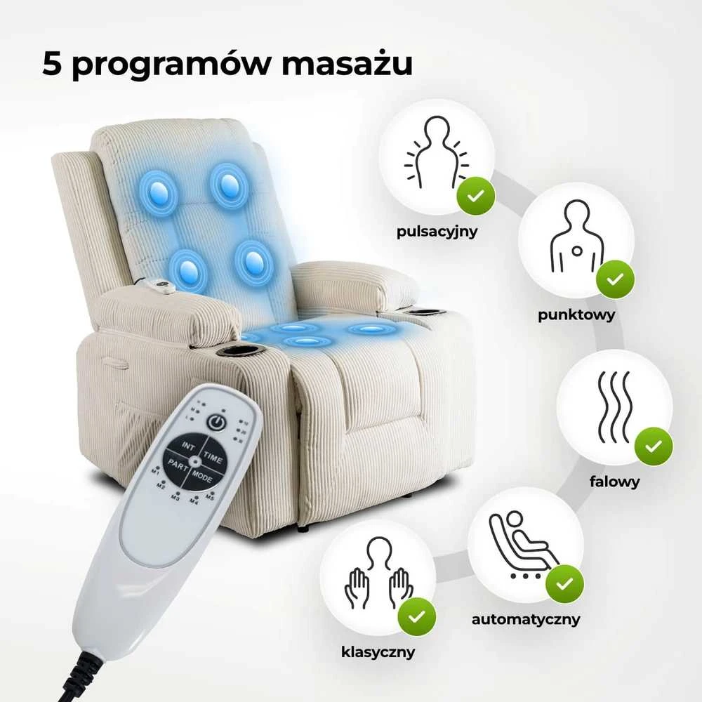 Masažinis fotelis BOX, smėlio spalvos, štruksas