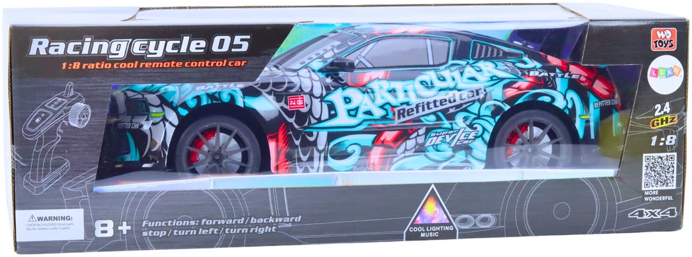 Lean Toys Nuotoliniu būdu valdomas sportinis automobilis 1:8 su šviesomis ir garsais