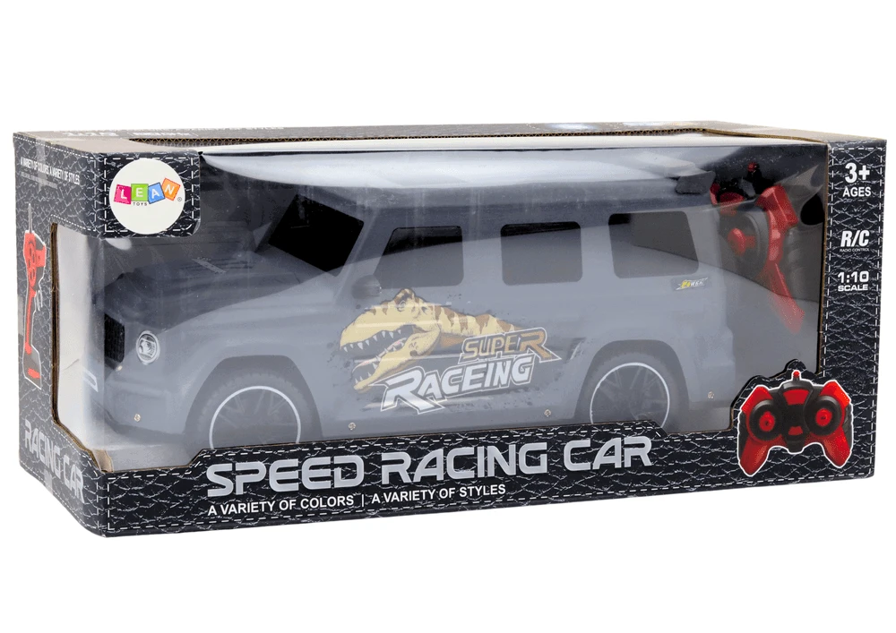 Lean Toys Nuotolinio valdymo automobilis su dinozauru, 1:10 mastelis, pilkas