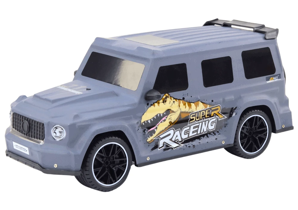 Lean Toys Nuotolinio valdymo automobilis su dinozauru, 1:10 mastelis, pilkas