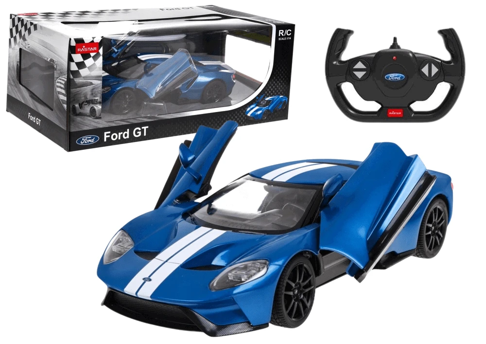 Rastar Nuotoliniu būdu valdomas Ford GT modelis 1:14 su atidaromomis durimis, mėlynas