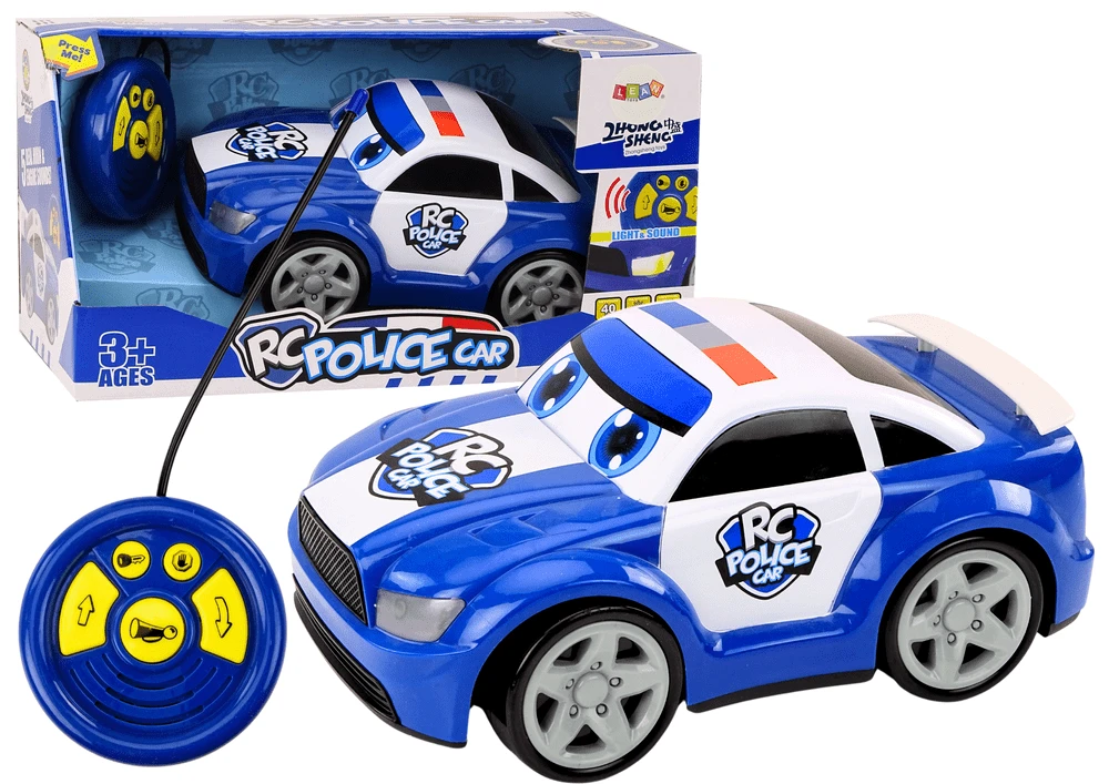 Lean Toys Nuotoliniu būdu valdomas animacinis policijos automobilis su šviesomis ir garsais