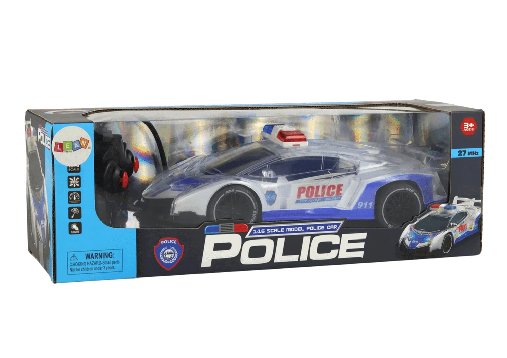 Policyjne Radijo bangomis valdomas policijos automobilis Lean Toys, 1:16