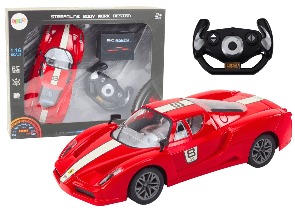 Lean Toys Nuotoliniu būdu valdoma sportinė mašina 1:16 RC Raudona