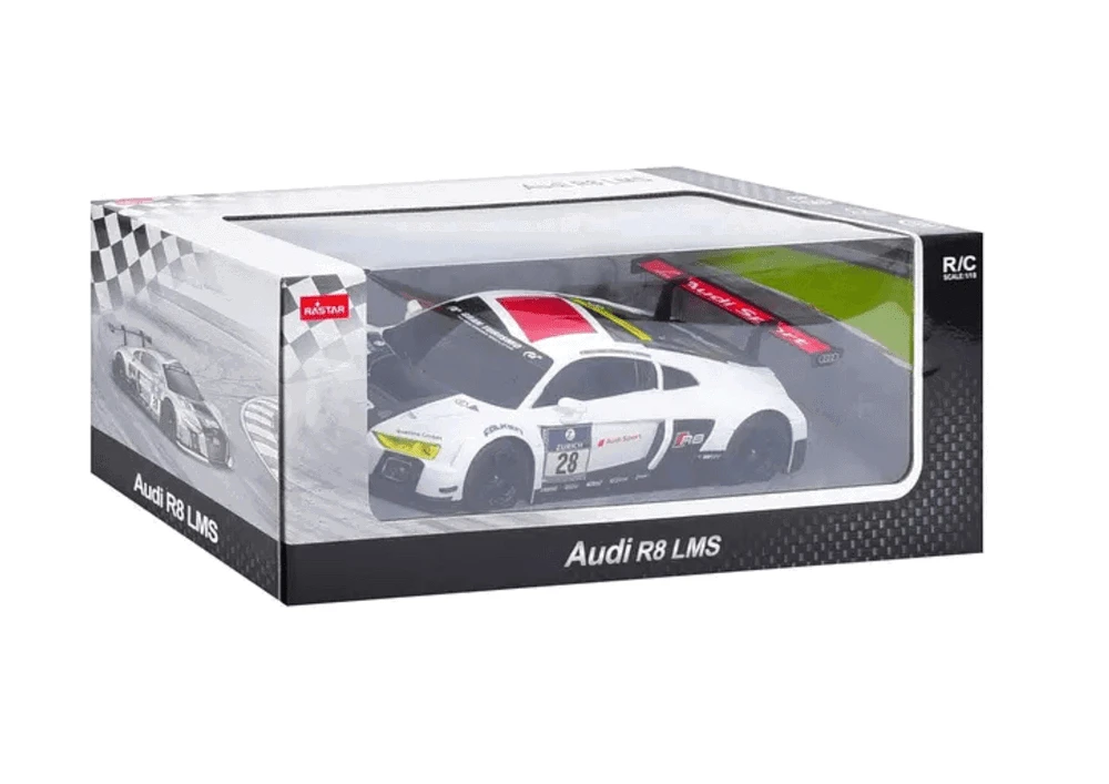 Rastar Nuotoliniu būdu valdomas sportinis automobilis AUDI R8 LMS 1:24, baltas ir juodas