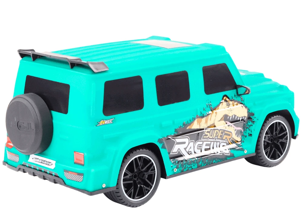 Lean Toys Nuotoliniu būdu valdoma mašina RC Car with Dinosaur, žalia
