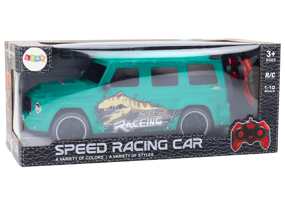 Lean Toys Nuotoliniu būdu valdoma mašina RC Car with Dinosaur, žalia