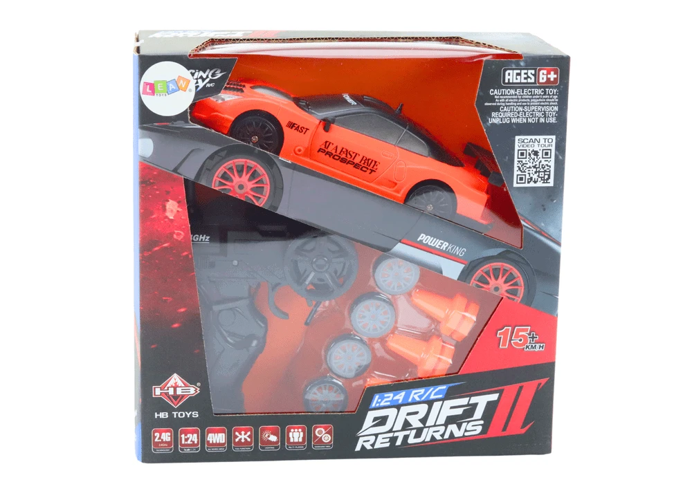 Lean Toys Nuotoliniu būdu valdomas sportinis automobilis 1:24 su keičiamais ratais