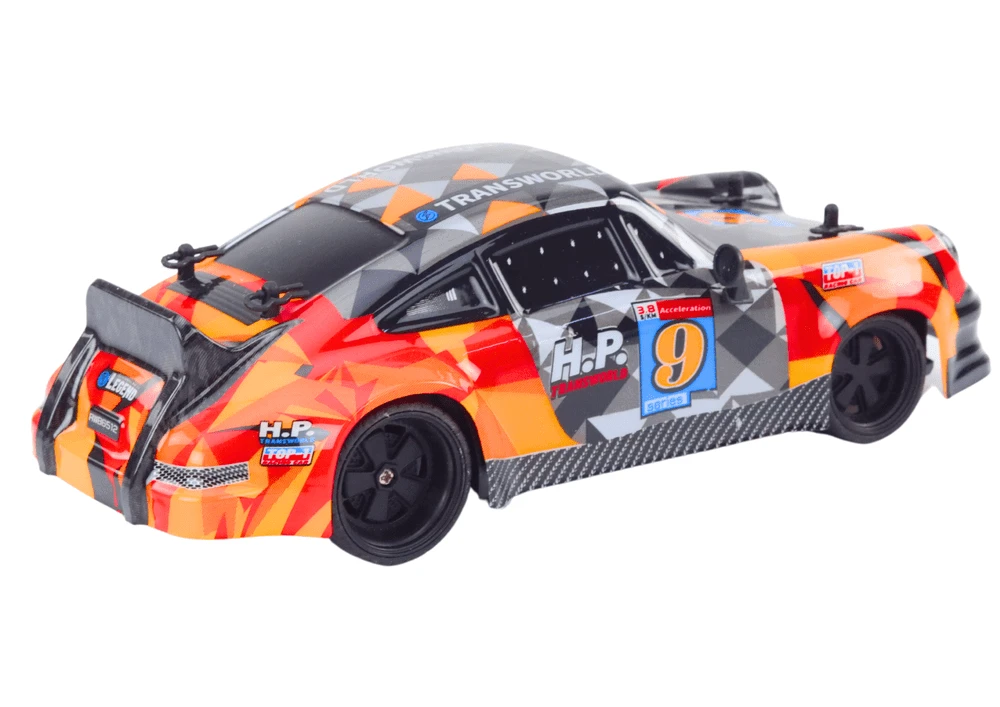 Lean Toys Nuotoliniu būdu valdomas automobilis 1:18 su guminiais ratais, oranžinis