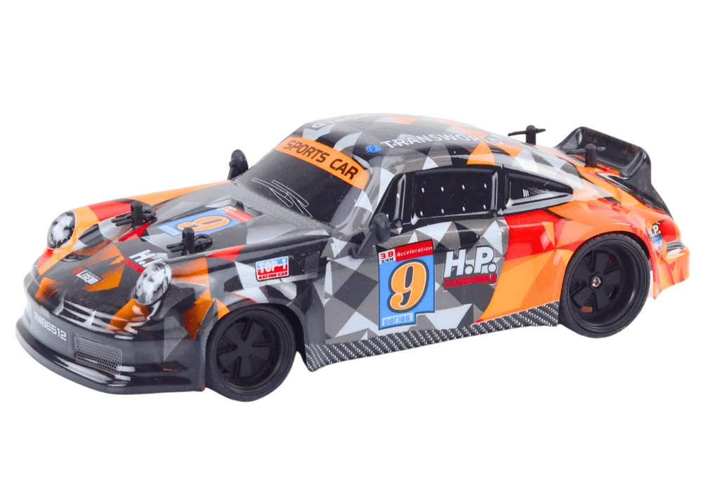 Lean Toys Nuotoliniu būdu valdomas automobilis 1:18 su guminiais ratais, oranžinis