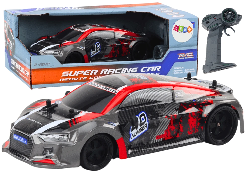 Lean Toys Nuotolinio Valdymo Automobilis 1:18 Guminiai Ratai Raudonas