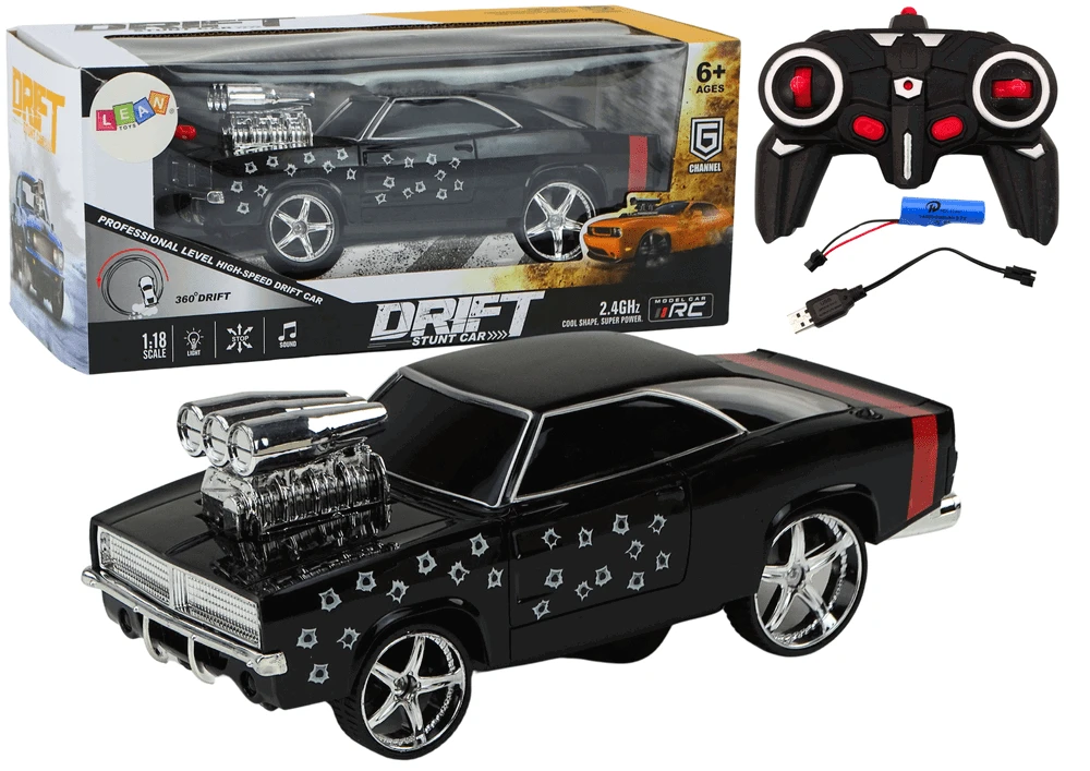 Lean Toys Nuotolinio valdymo automobilis 1:18 su 360 driftu ir šviesomis