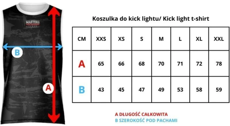 MASTERS Marškinėliai be rankovių Kick Light (WAKO PATVIRTINTI)