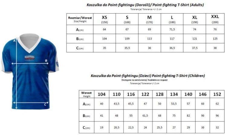 MASTERS point-fighting marškinėliai (WAKO PATVIRTINTI)