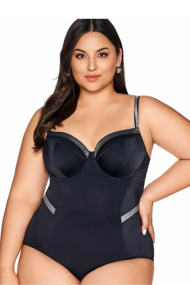 Maudymosi kostiumėlis vientisas juodas Ava