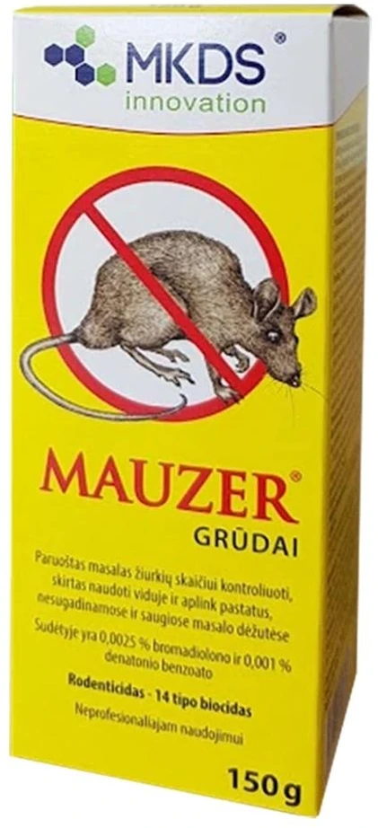 Mkds Graužikų nuodai MAUZER, grūdais, 150 g